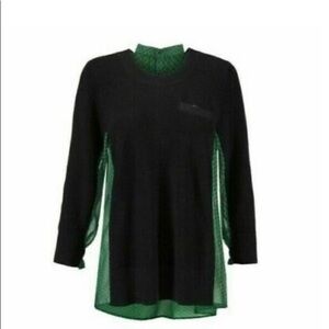 CAbi Get together Green And Black Top. Size S